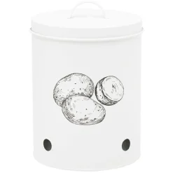 Boîte de conservation pour pommes de terre en métal blanc