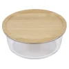Boîte de conservation ronde en verre avec couvercle en bambou 850 ml