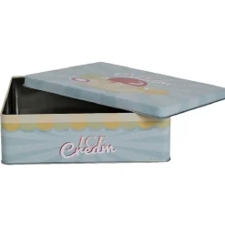 Boîte de rangement cuisine bleue décor glace multicolore