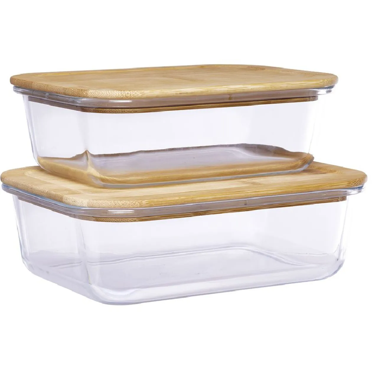 Boîte en verre avec couvercle bambou x2