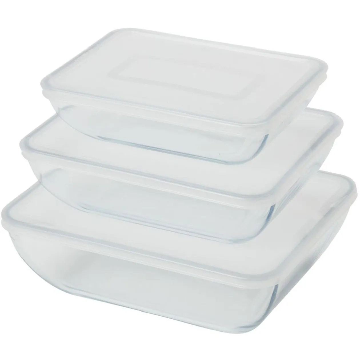 Boîte en verre avec couvercle plastique x3