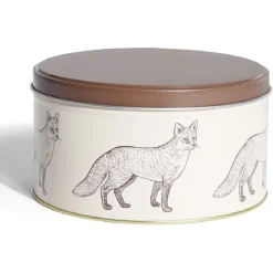 Boîte ronde en métal Ø13,5cm motif renard marron
