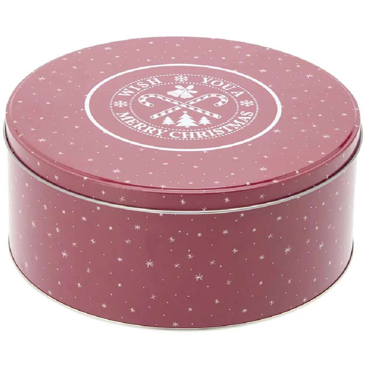 Boîte ronde en métal pour gâteaux de Noël