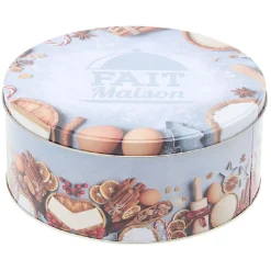 Boîte ronde en métal pour gâteaux de Noël