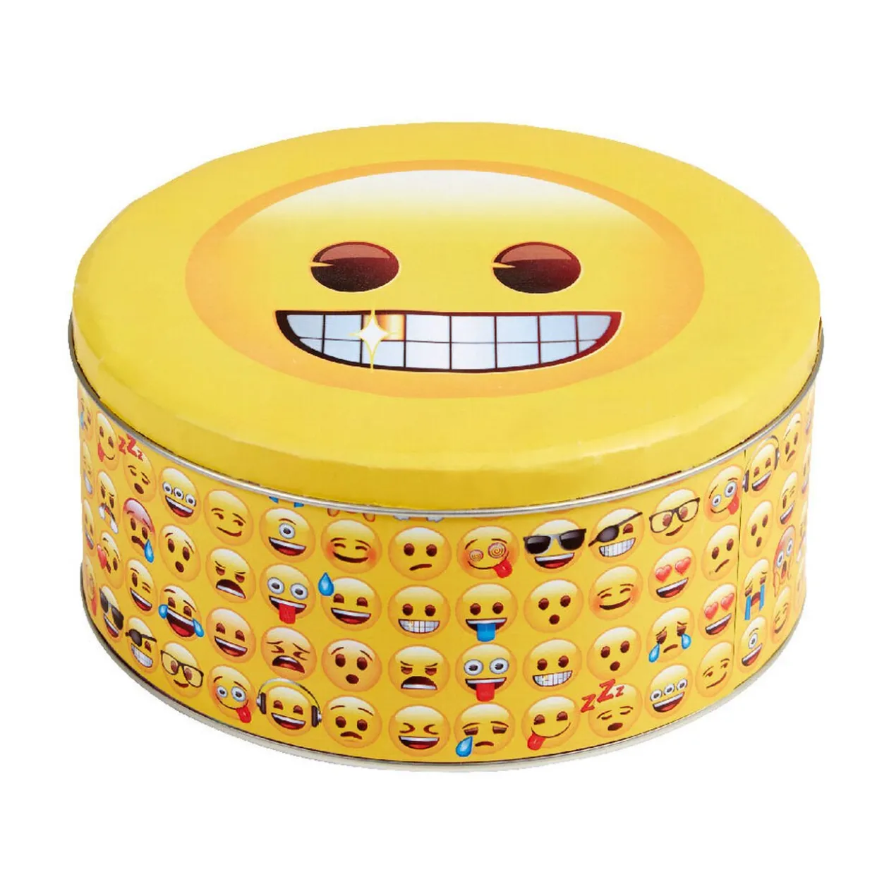 Boîte ronde métallique design Emoji face