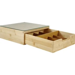 Boîte tiroir à dosettes en bambou et verre
