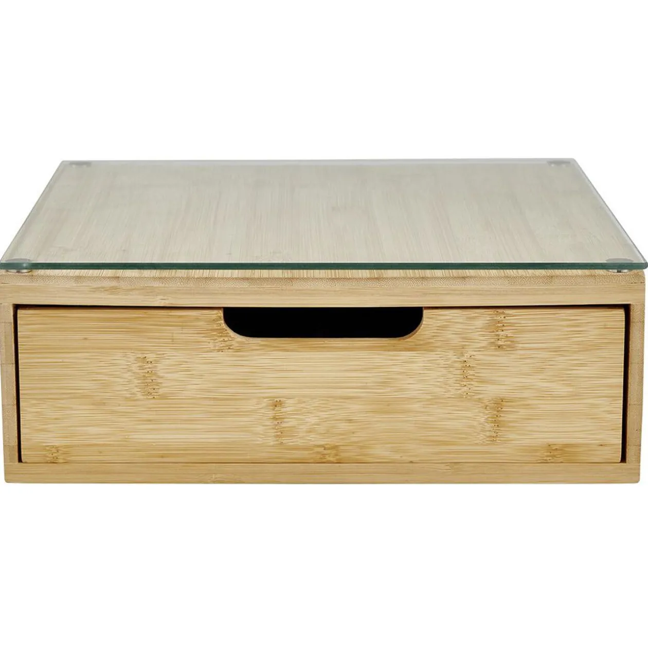 Boîte tiroir à dosettes en bambou et verre