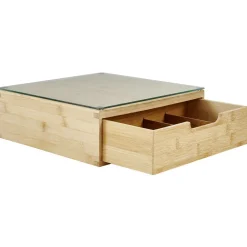 Boîte tiroir à dosettes en bambou et verre