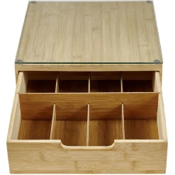 Boîte tiroir à dosettes en bambou et verre