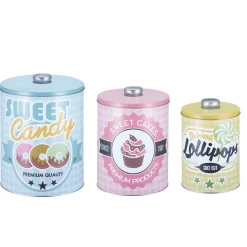 Boîte vintage encastrable bleue rose et jaune x3