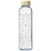 Bouteille en verre motif gouttes avec bouchon en bambou 730 ml