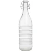 Bouteille verre rayure horizontale blanche bouchon mécanique 1L H30cm