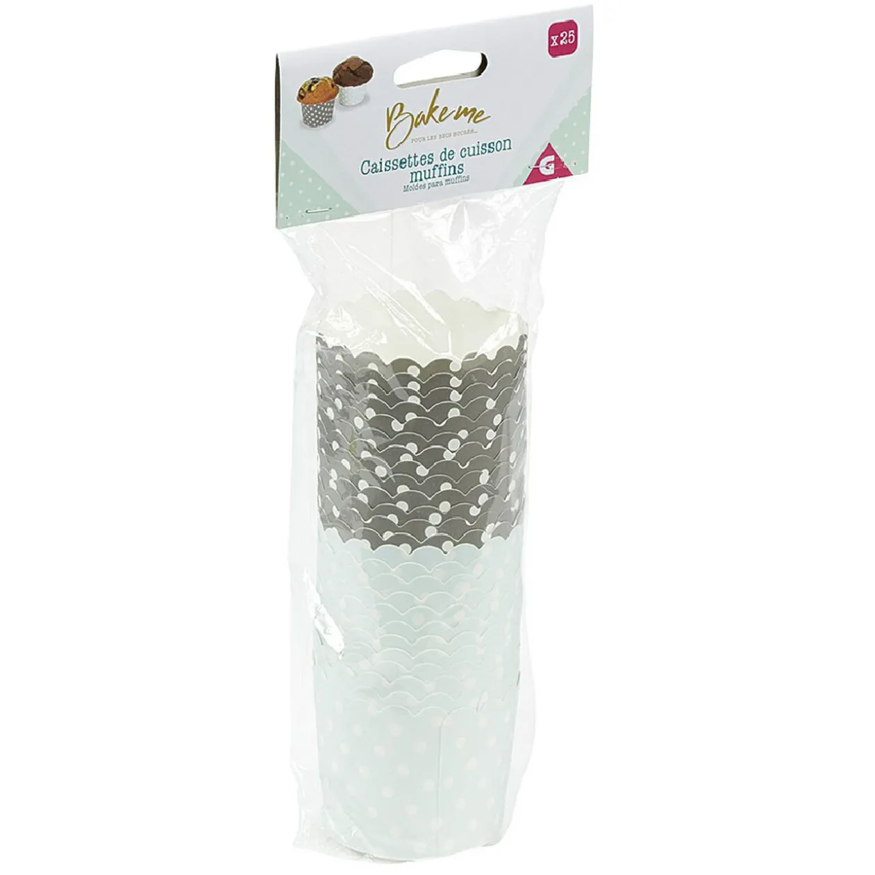 Caissette à muffin motif pois gris bleu x25