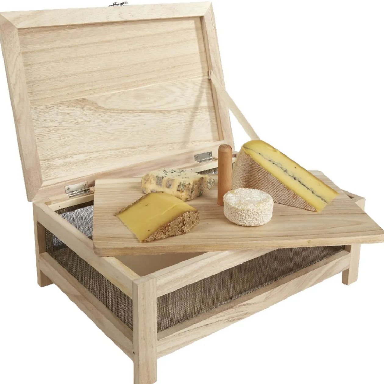 Cave à fromage bois avec plateau amovible
