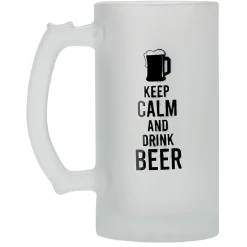 Chope de bière en verre imprimé humour