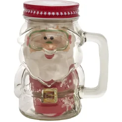 Chope en verre père Noël avec cookies et sucre d'orge