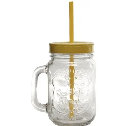 Chope transparente avec couvercle coloré et paille X 6