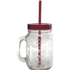 Chope transparente avec couvercle coloré et paille X 6