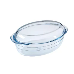 Cocotte ovale en verre transparent 4 L