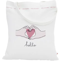 Coffret mug 330ml et tote bag coeur blanc et rose