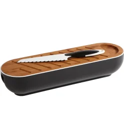 Corbeille 3 en 1 boîte à pain avec planche bambou et couteau