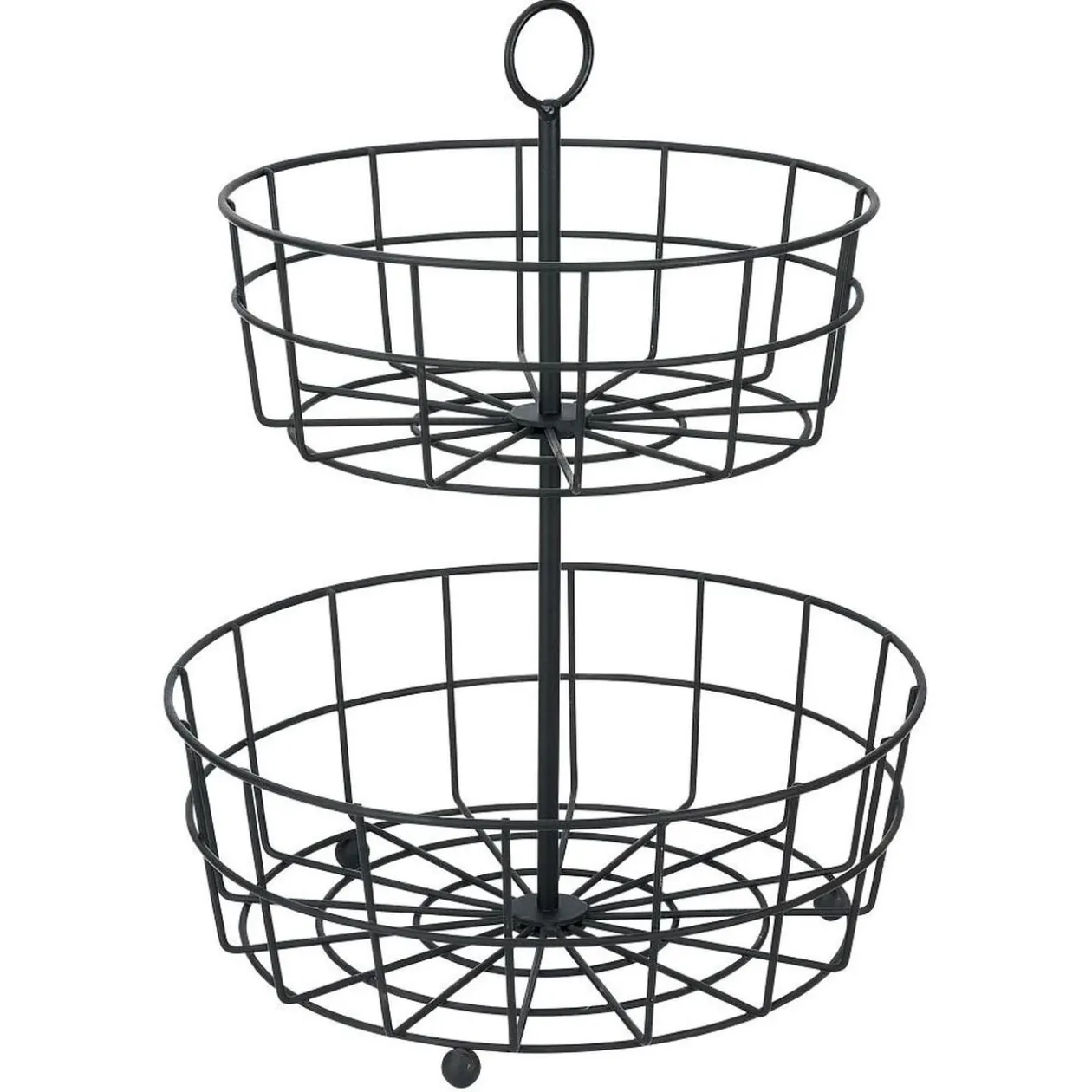 Corbeille à fruits 2 niveaux métal noir Ø28xH38cm