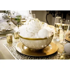 Corbeille à fruits en métal maillage doré Ø26xH13cm