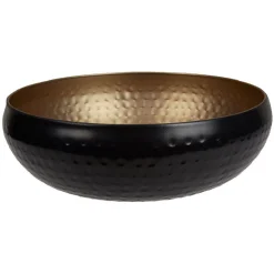 Corbeille à fruits ronde en acier noire et dorée