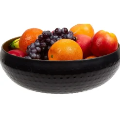 Corbeille à fruits ronde en acier noire et dorée