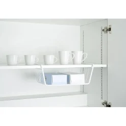 Corbeille à suspendre en métal blanc L.40 cm