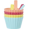 Coupelle à glace avec cuillère multicolore x4