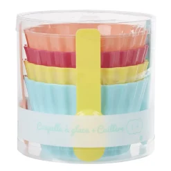 Coupelle à glace avec cuillère multicolore x4