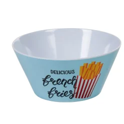 Coupelle mélaminé ronde blanche motif delicious french fries