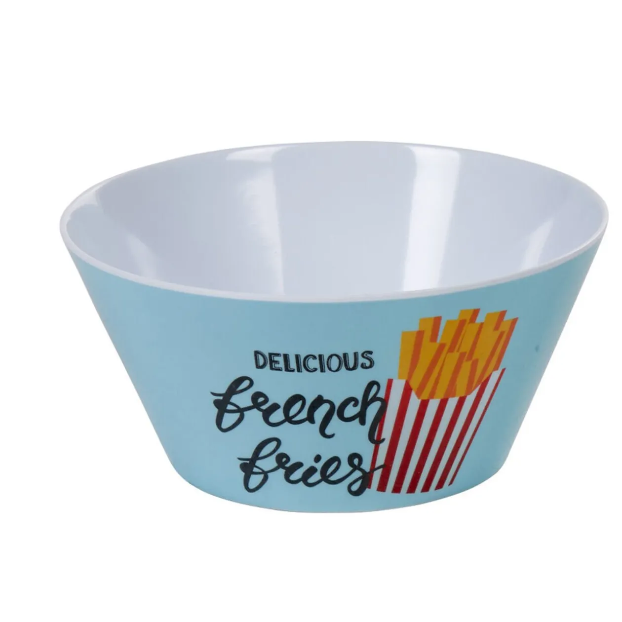 Coupelle mélaminé ronde blanche motif delicious french fries