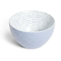 Coupelle porcelaine motif tissé blanc et bleu pastel Ø13xH7,2cm