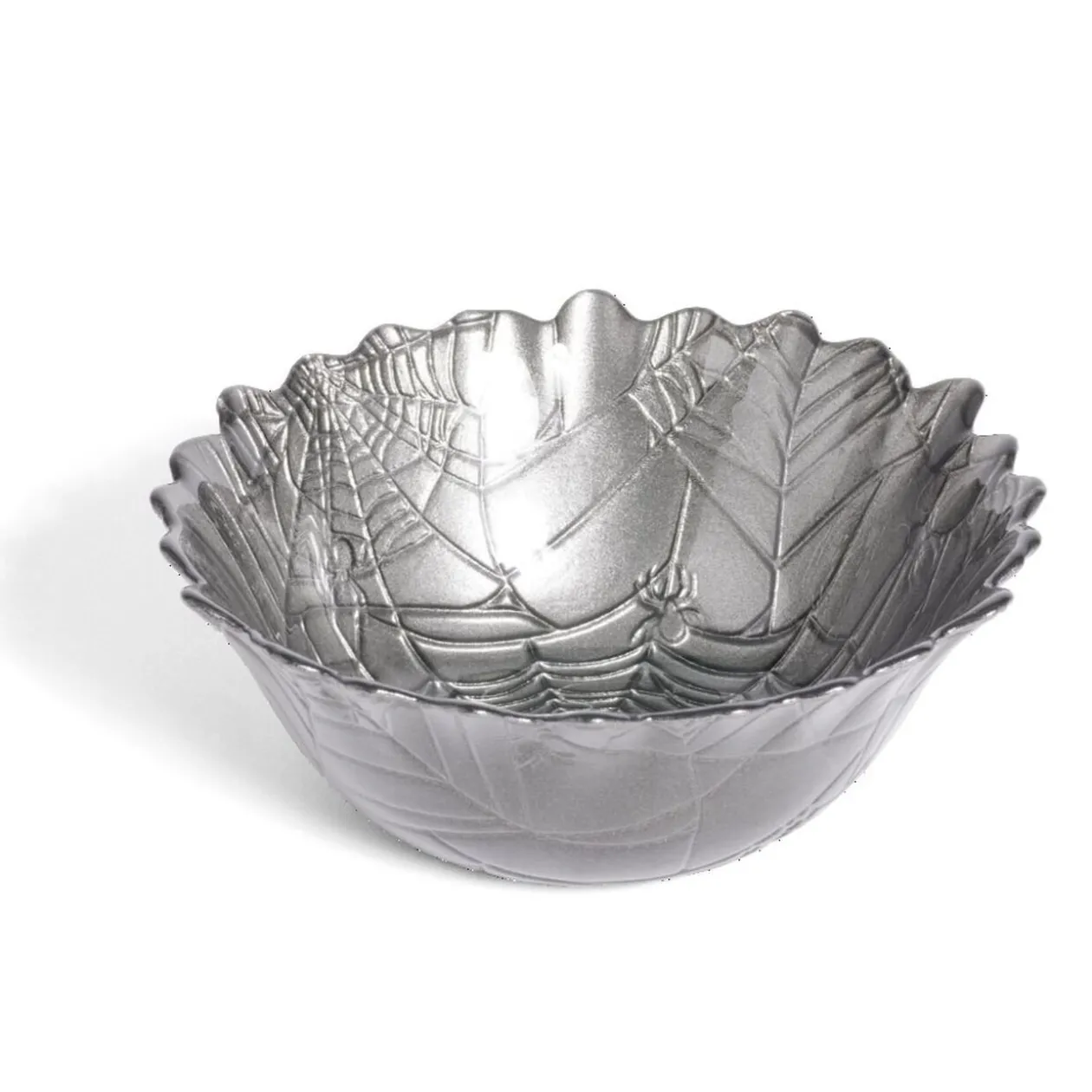 Coupelle ronde en verre design feuille gris Halloween Ø15cm
