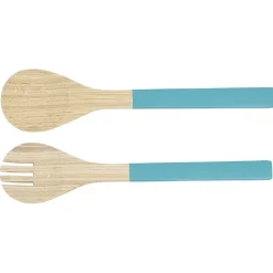 Couvert à salade jaune, rose ou bleu en bambou