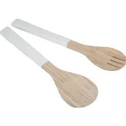 Couverts à salade blanc en bambou x2