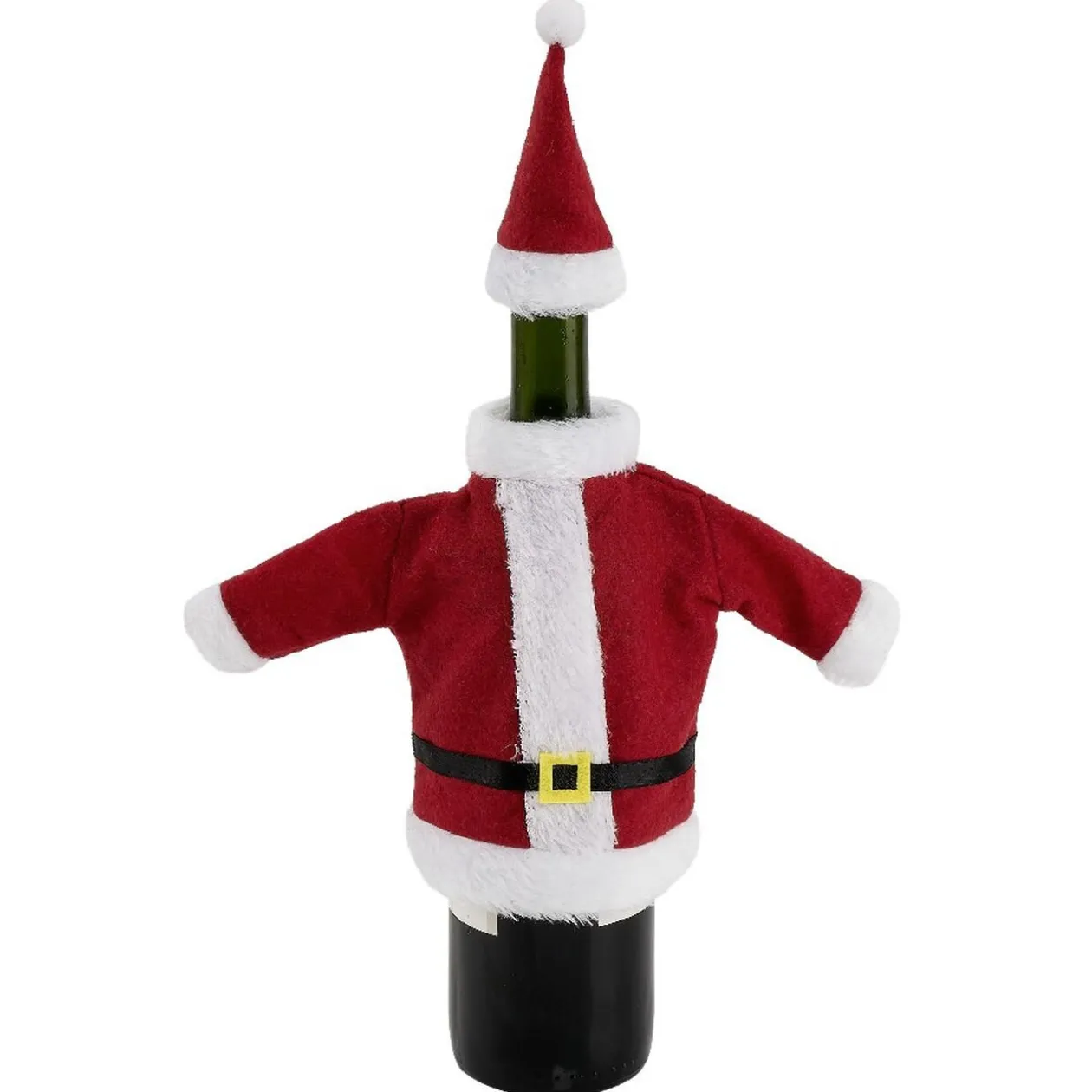 Couvre bouteille forme habit de Père Noël rouge et blanc