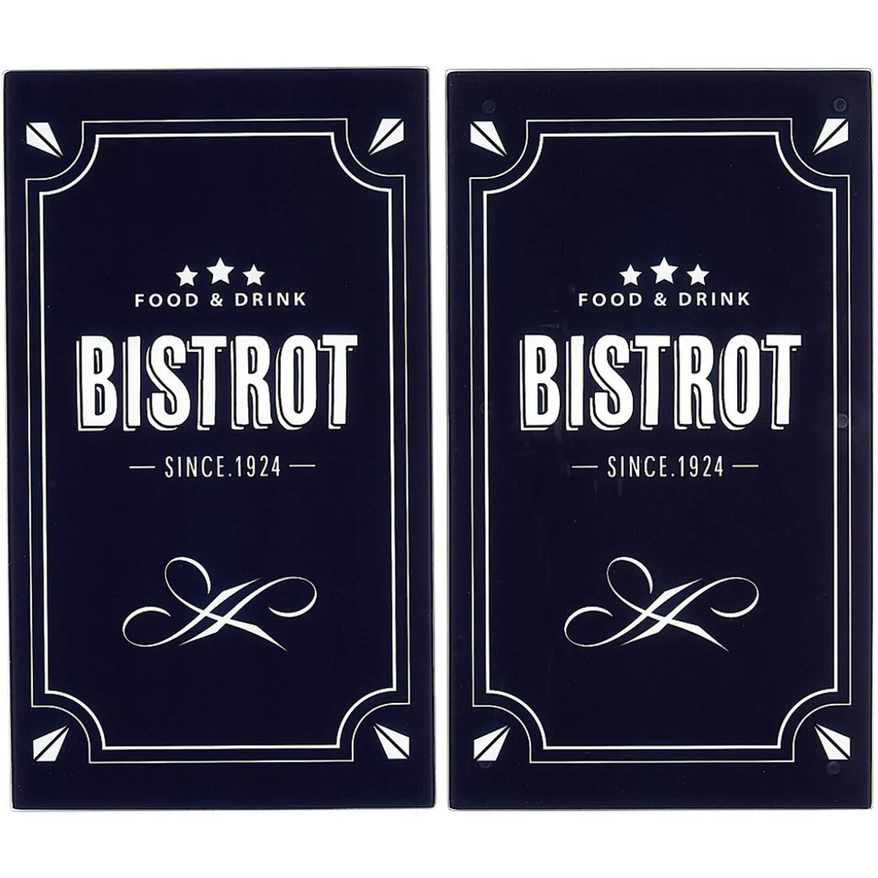 Couvre plaque planche à découper en verre design Bistrot x2