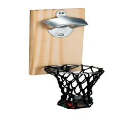 Décapsuleur mural basketball en bois 8x5xH20cm
