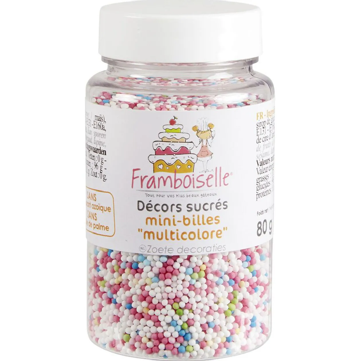 Décor sucré mini billes multicolores