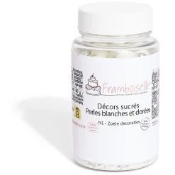 Décor sucré perle blanche et dorée Framboiselle