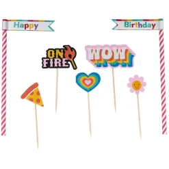 Décoration gâteau anniversaire pique thème candy x7