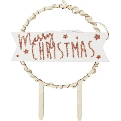 Décoration gâteau de Noël à LED en bois beige