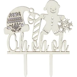 Décoration gâteau de Noël en bois beige