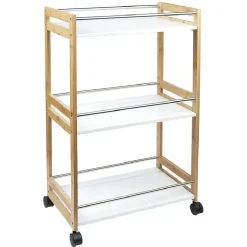 Desserte à 3 niveaux en bambou