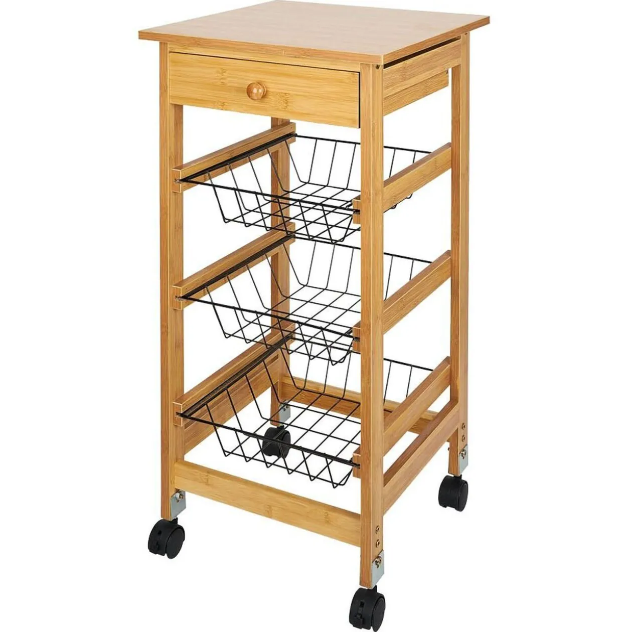 Desserte 3 niveaux bambou et métal