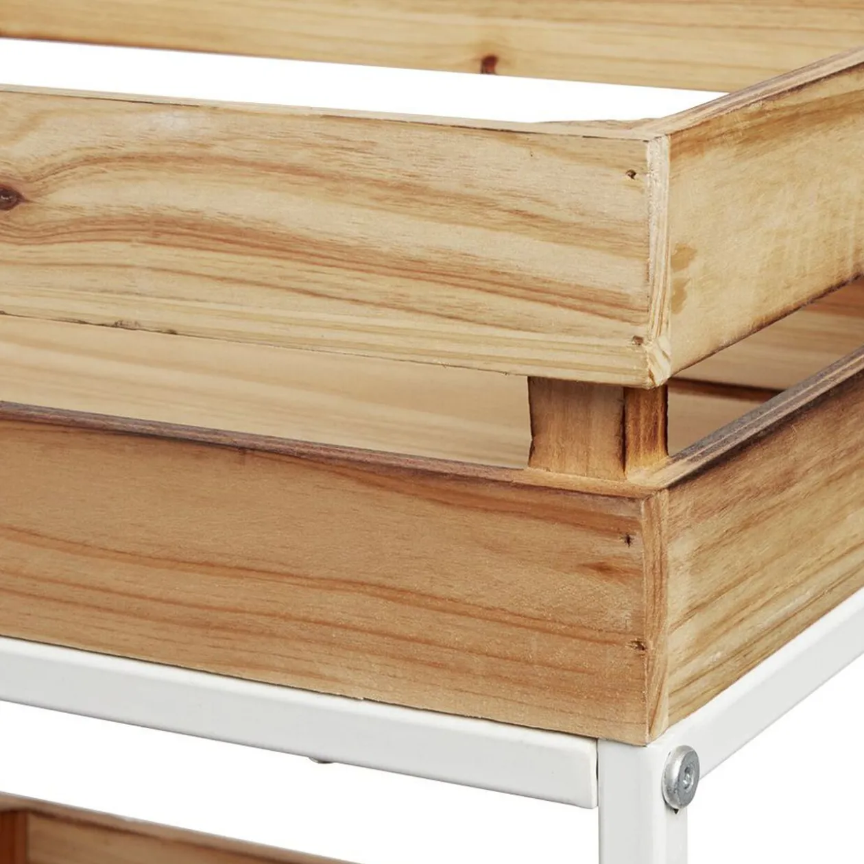 Desserte à roulette en bois design cagette naturel 3 niveaux