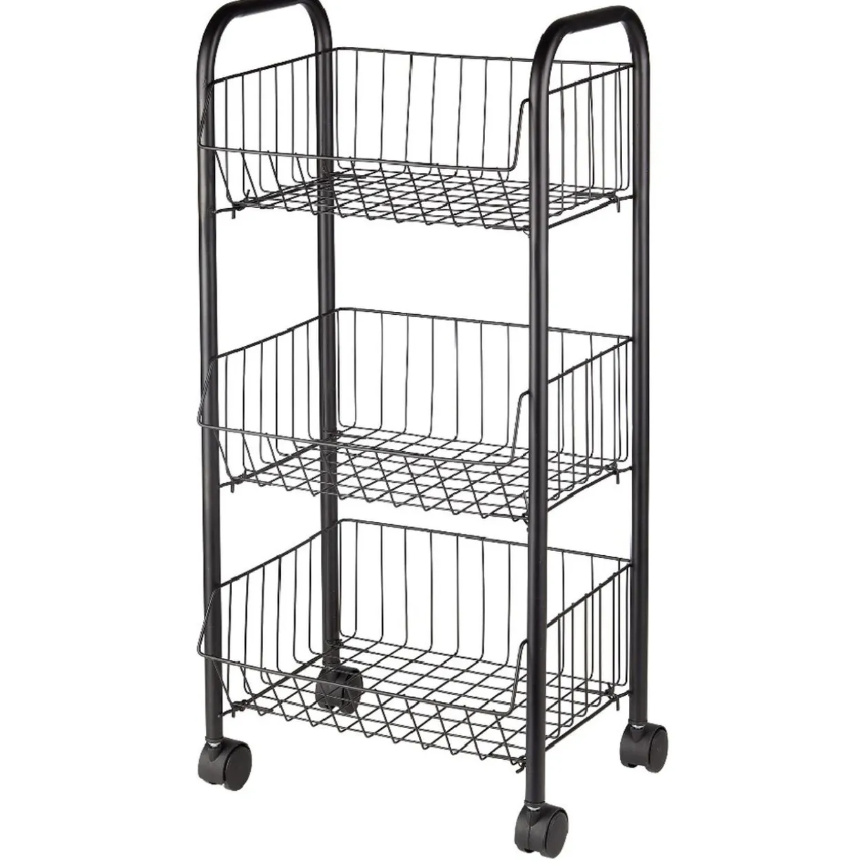 Desserte à roulettes 3 niveaux métal noir